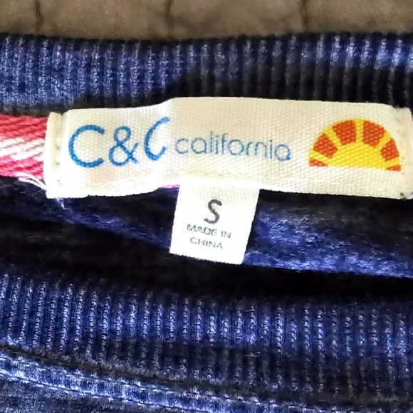 C&C California Blue Burn Out Long Sleeve Tee Small - Picture 3 of 5